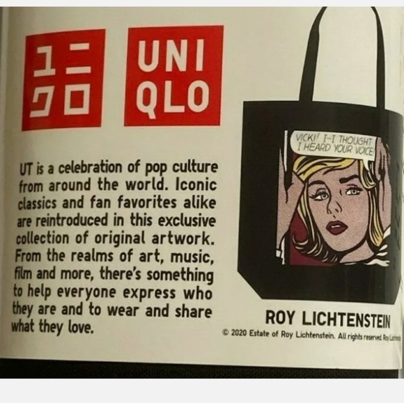 Uniqlo UT ROY LICHTENSTEIN ECO tote bag pop art M - Picture 5 of 5